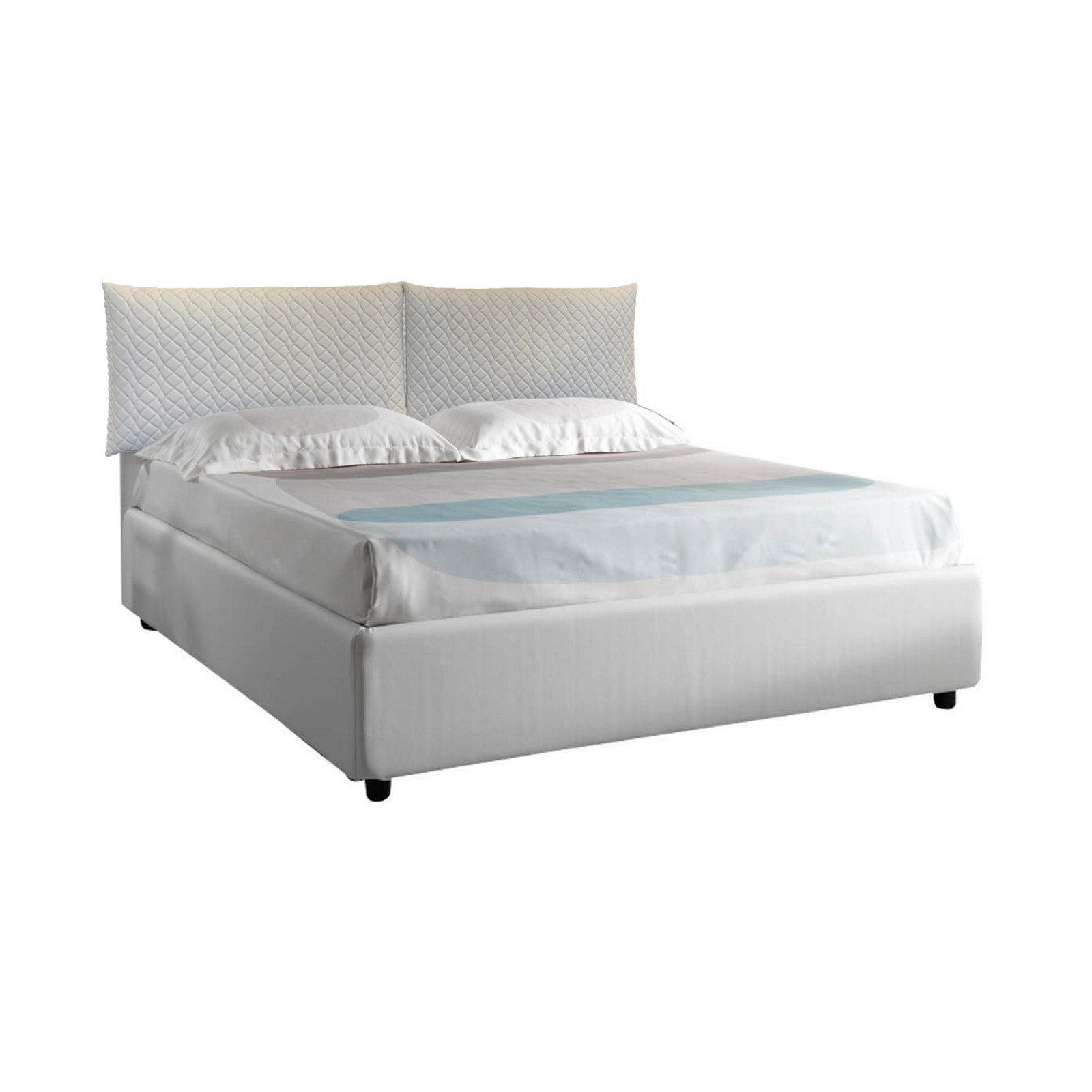 Letto fisso matrimoniale PENELOPE 160 in pelle sintetica Bianca