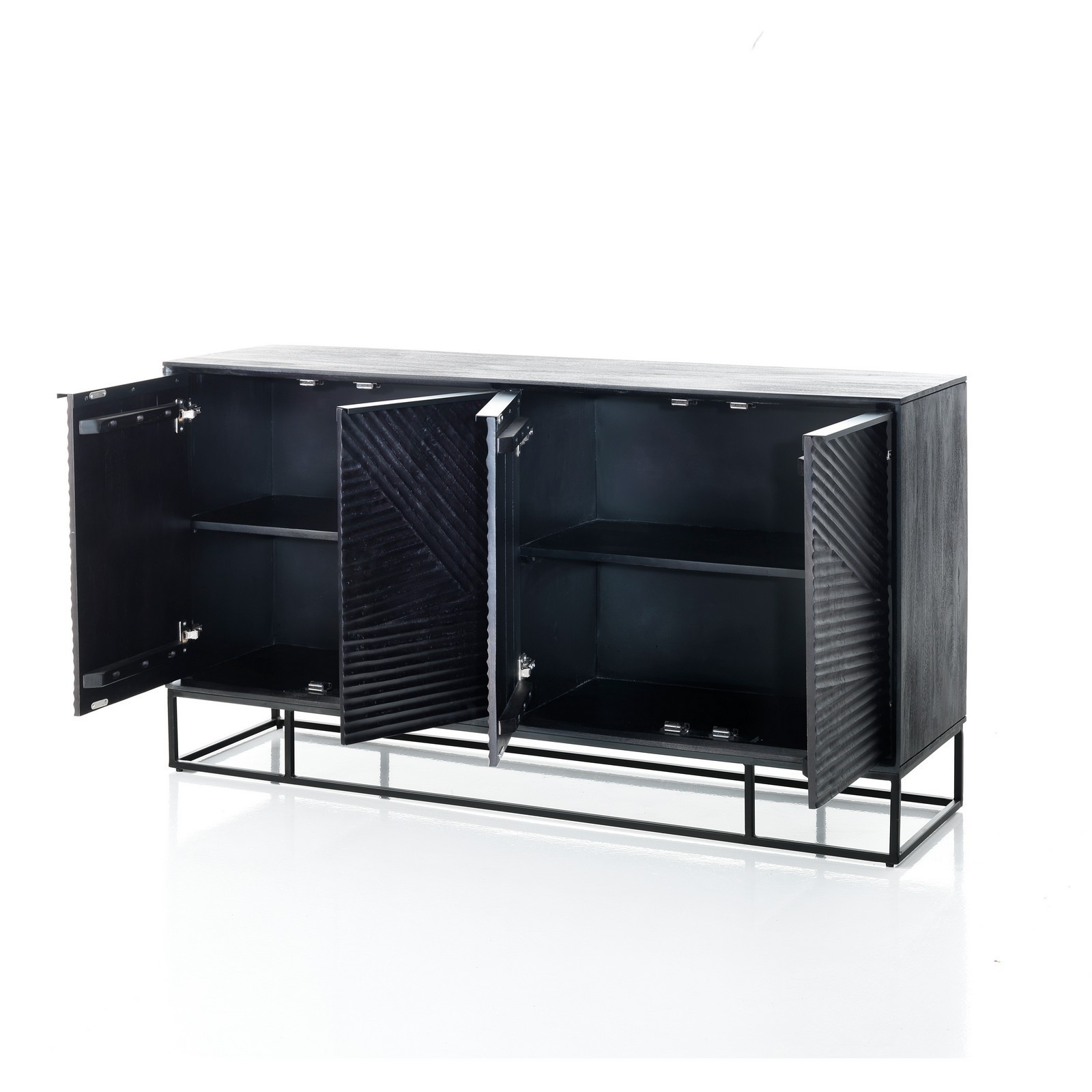 Madia 4 ante JORDY in legno massello di Mango tinto wengè cm H80 L150 P40