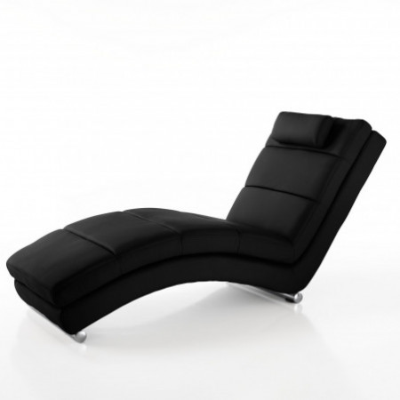 Chaise longue CATERINA NERA in pelle sintetica Nera cm H85 L62 P172