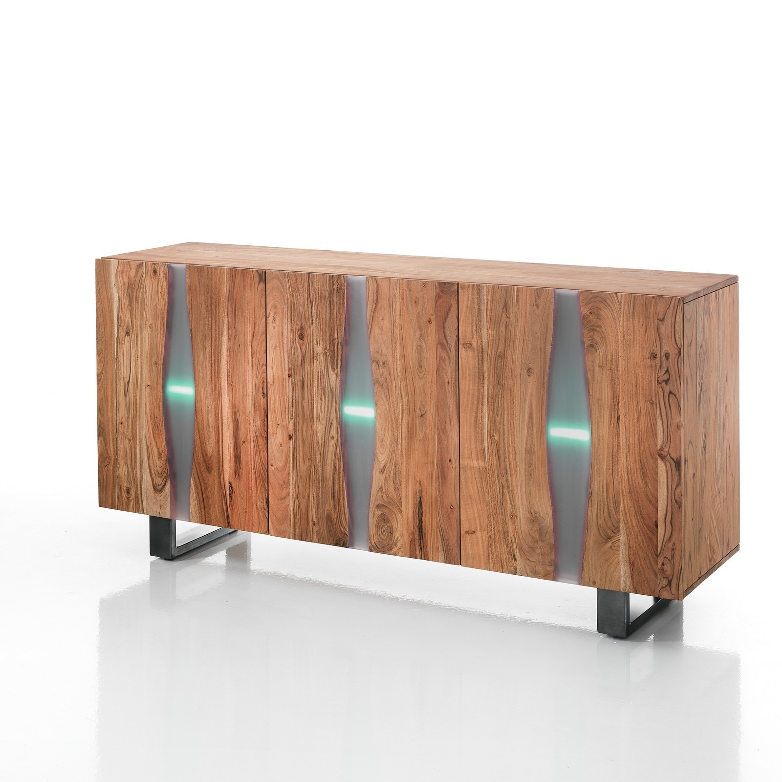 Madia 3 ante CRACK realizzata in legno massello di Acacia cm.H80 L170 P45