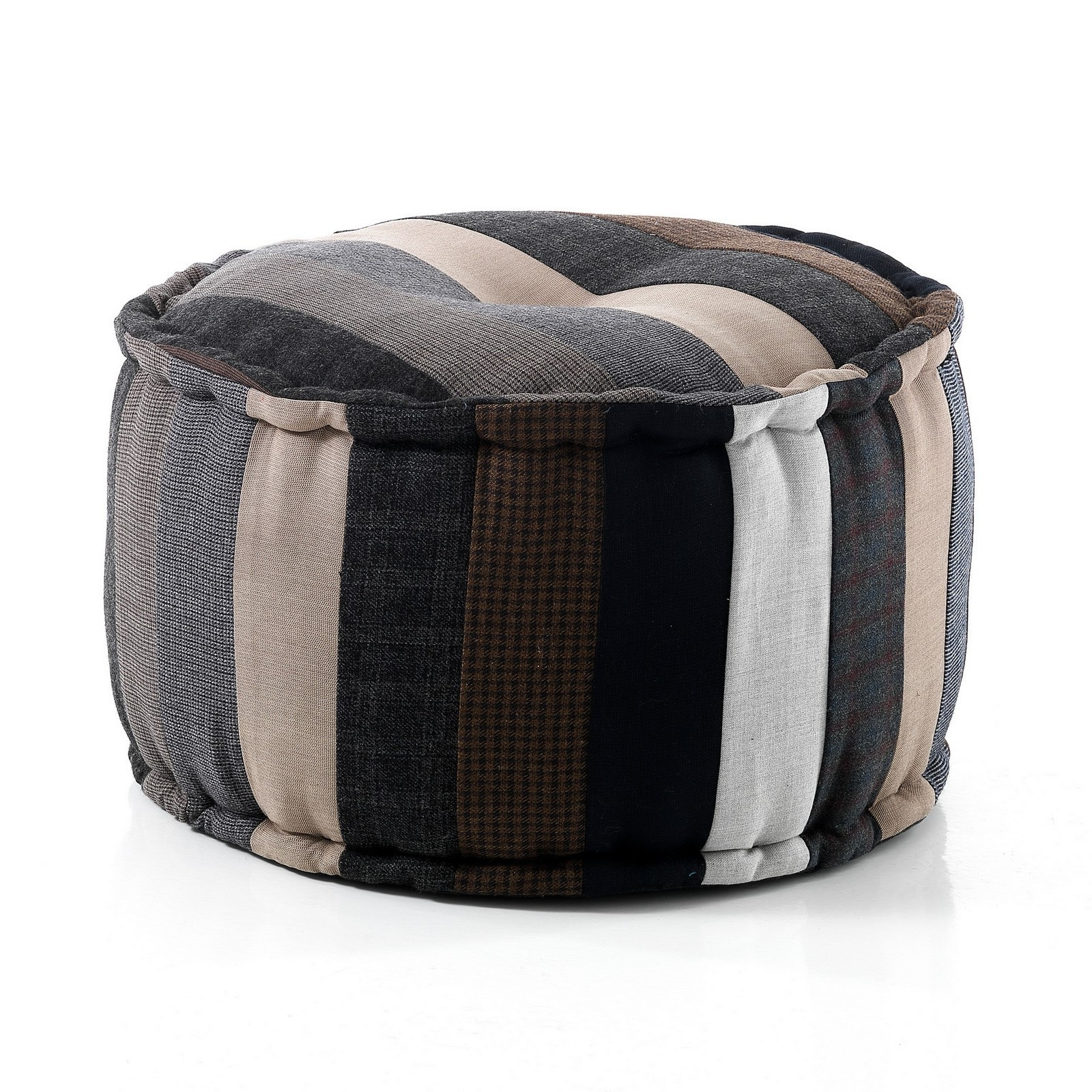 Pouf rotondo DESERT rivestimento tessuto effetto lana D50 H30 Pouf rotondo DESERT rivestimento tessuto effetto lana D50 H30