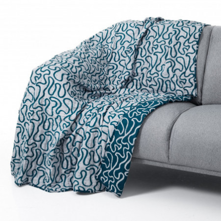 Plaid cotone WOVEN BLUE 100% cotone colore grigio e blu cm 135 x 190