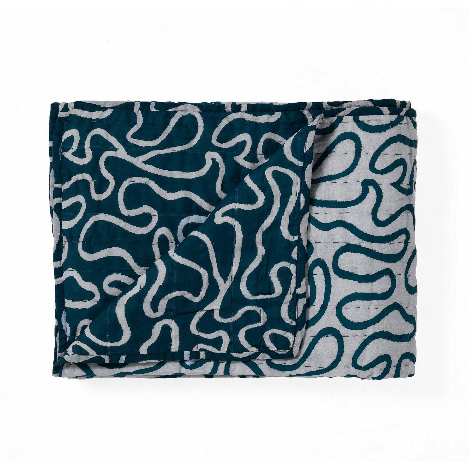 Plaid cotone WOVEN BLUE 100% cotone colore grigio e blu cm 135 x 190