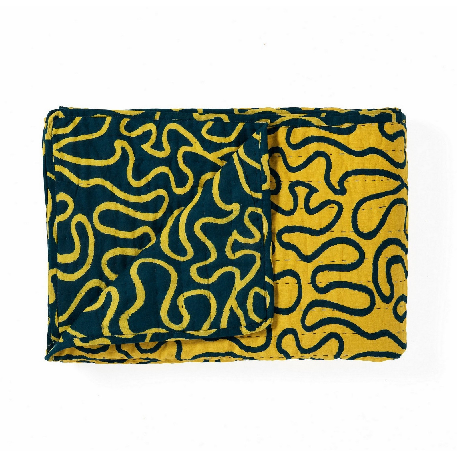 Plaid cotone WOVEN YELLOW 100% cotone colore giallo e blu cm 135 x 190