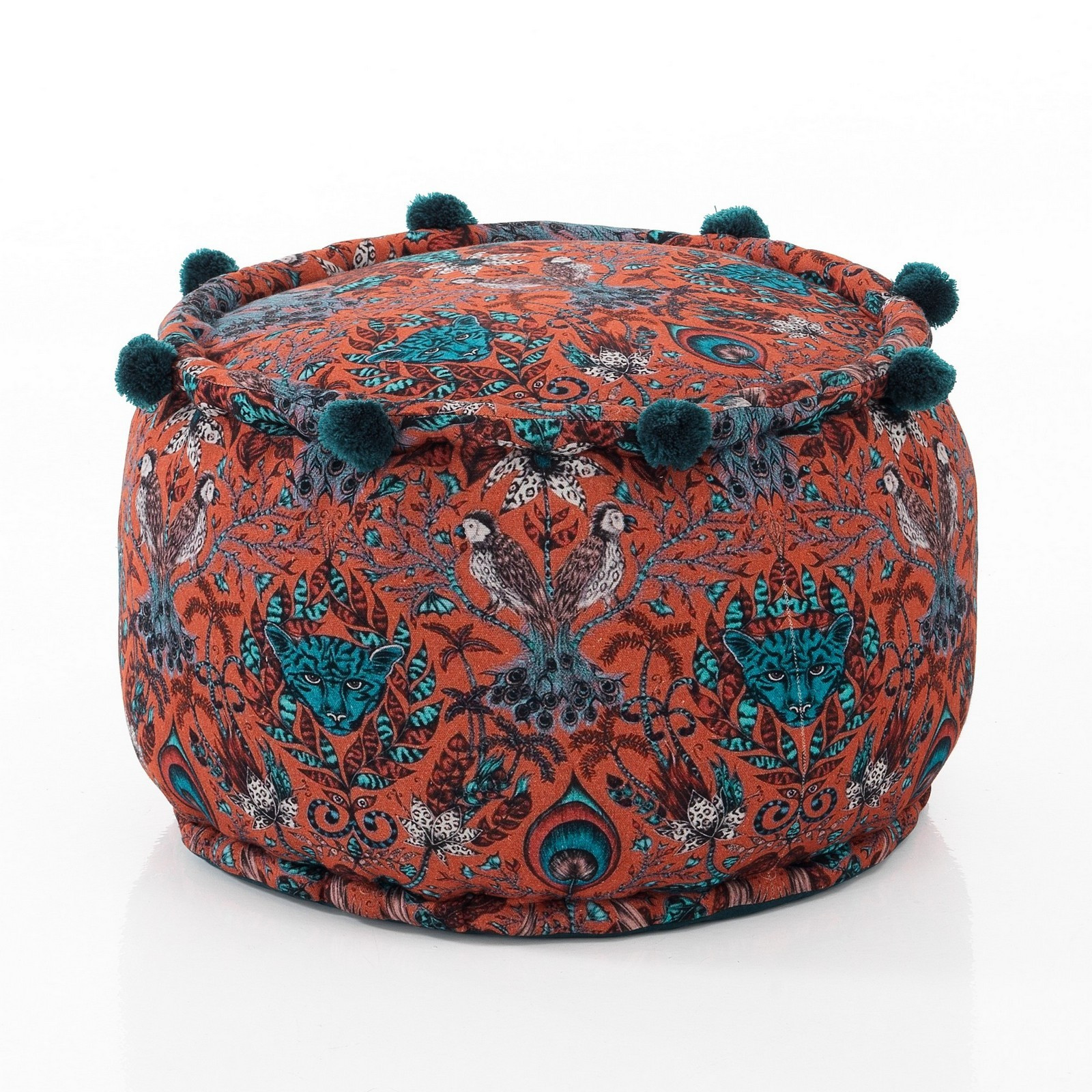 Pouf rotondo KLASS CORAL rivestimento 100% cotone a fantasia Corallo