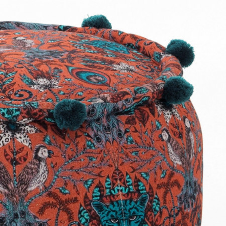 Pouf rotondo KLASS CORAL rivestimento 100% cotone a fantasia colore Corallo cm D45 H30