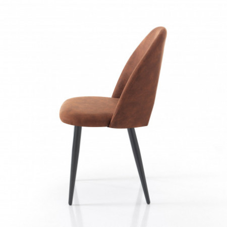 Sedia imbottita Poppy Old Brown in pelle sintetica effetto invecchiato Marrone e metallo Nero opaco, 48x54xh87 cm