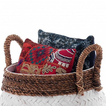 Cuscino rettangolare KAMAR LONG BLUE cotone kilim 100% colore Blu cm 50x30