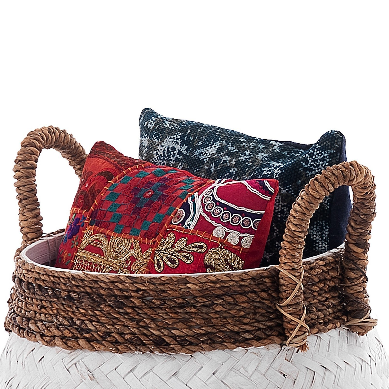 Cuscino rettangolare KAMAR LONG BLUE cotone kilim 100% colore Blu cm 50x30