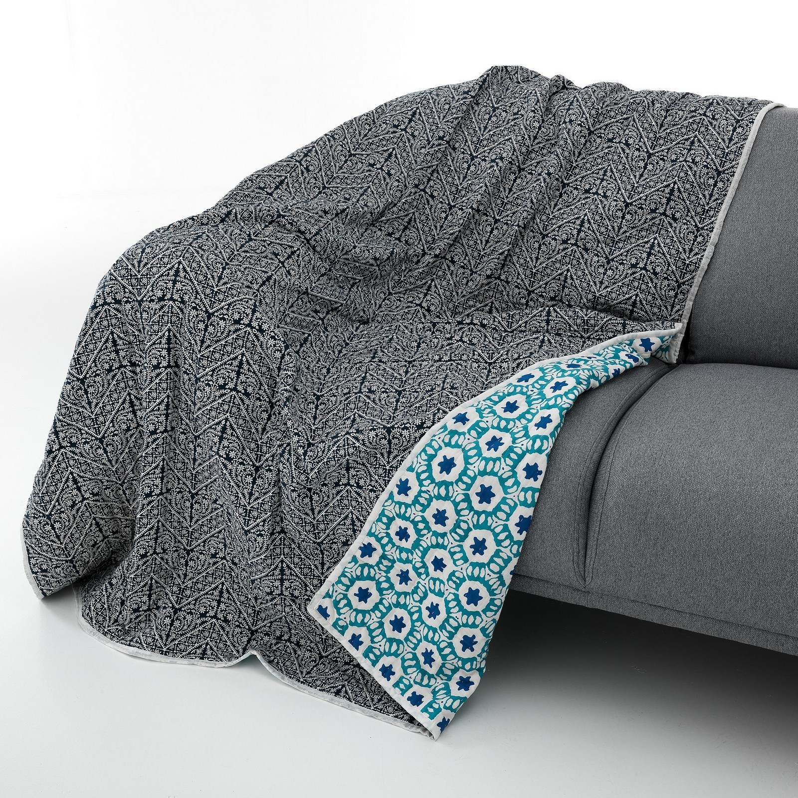 Plaid cotone ELEGANT BLUE 100% cotone double face cm 135 x 190