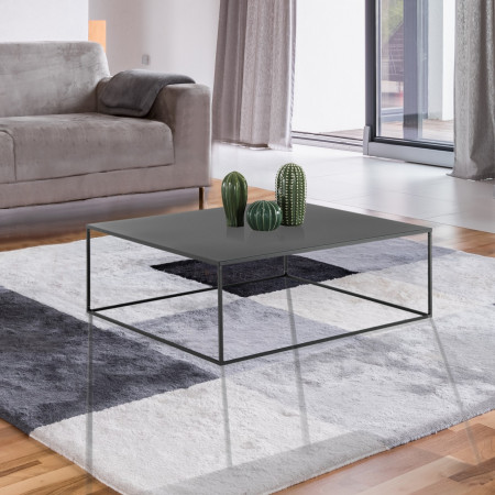 Tavolino LIGHT in Acciaio verniciato antracite opaco, 80x80 h35x cm