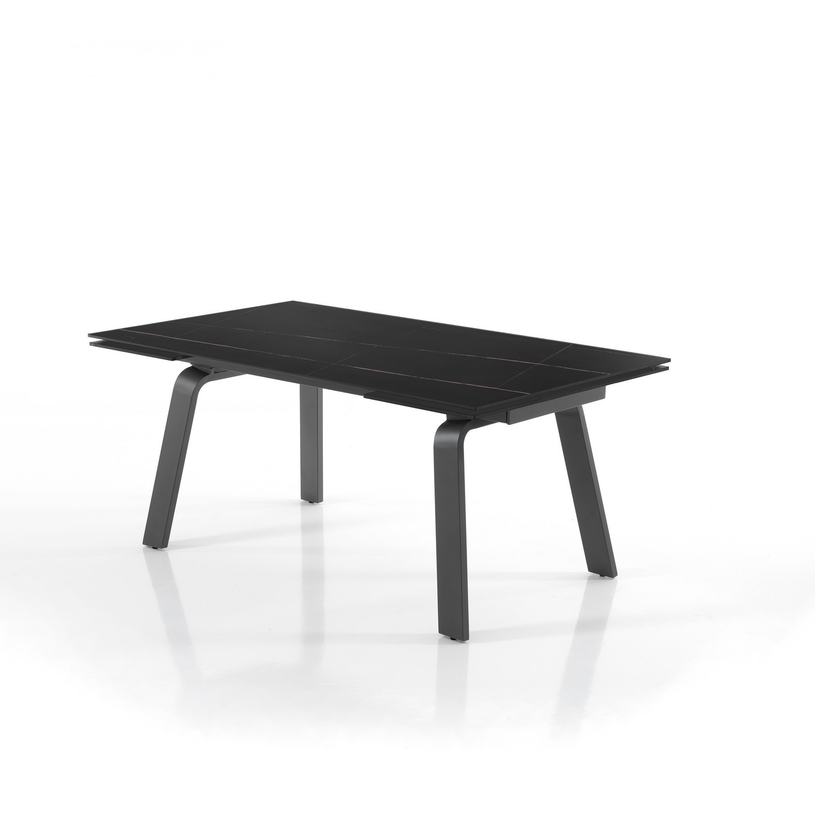 Tavolo allungabile THEO BLACK MARBLE acciaio Grigio opaco piano ceramica finitura Marmo Nero opaco cm H76