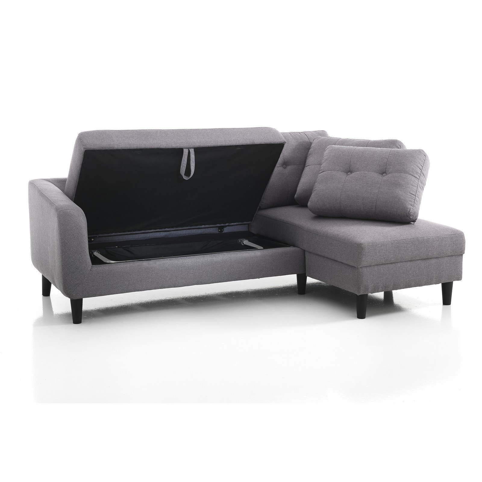 Divano letto ELEONORA tessuto Grigio, L225 P80/140 H85 cm
