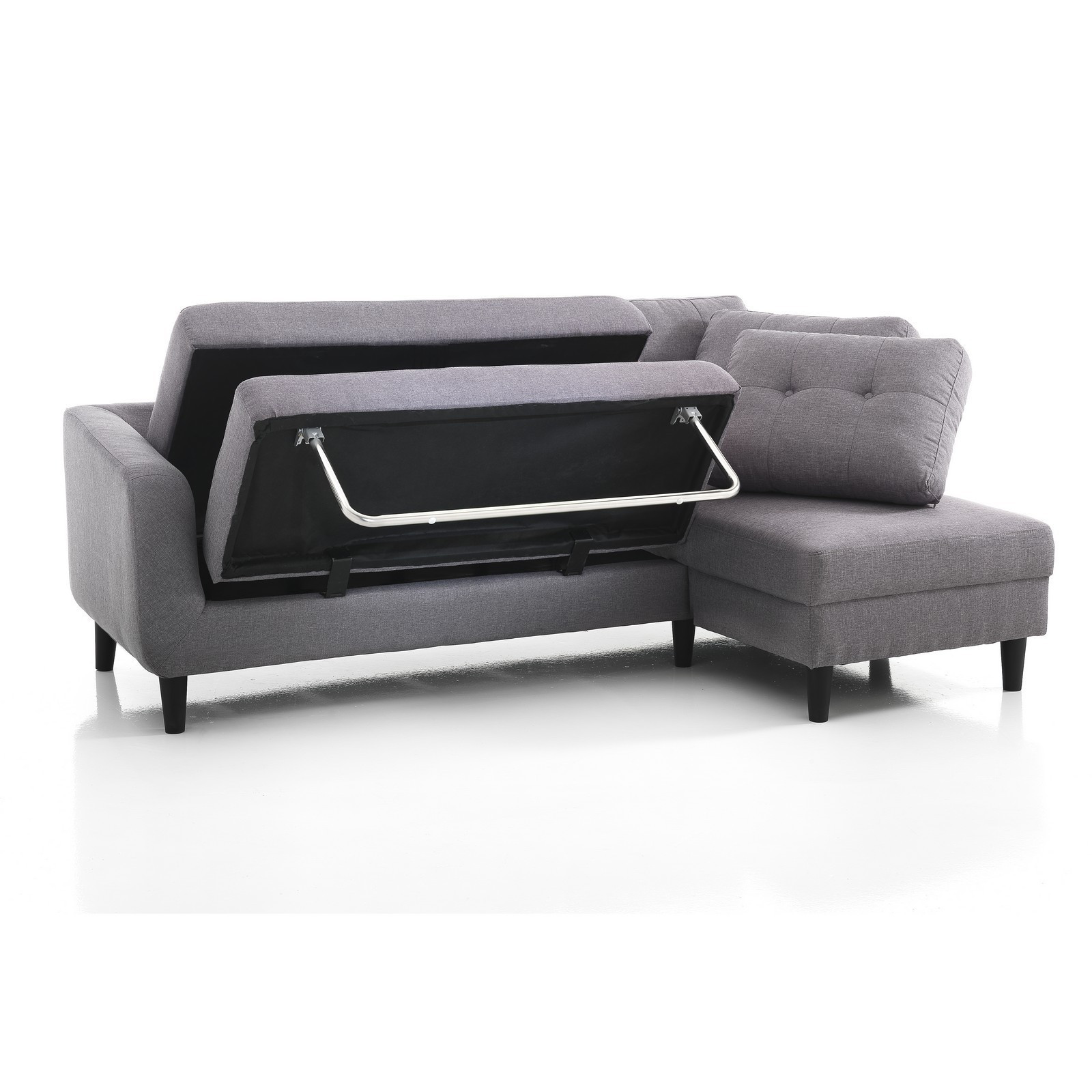 Divano letto ELEONORA tessuto Grigio, L225 P80/140 H85 cm