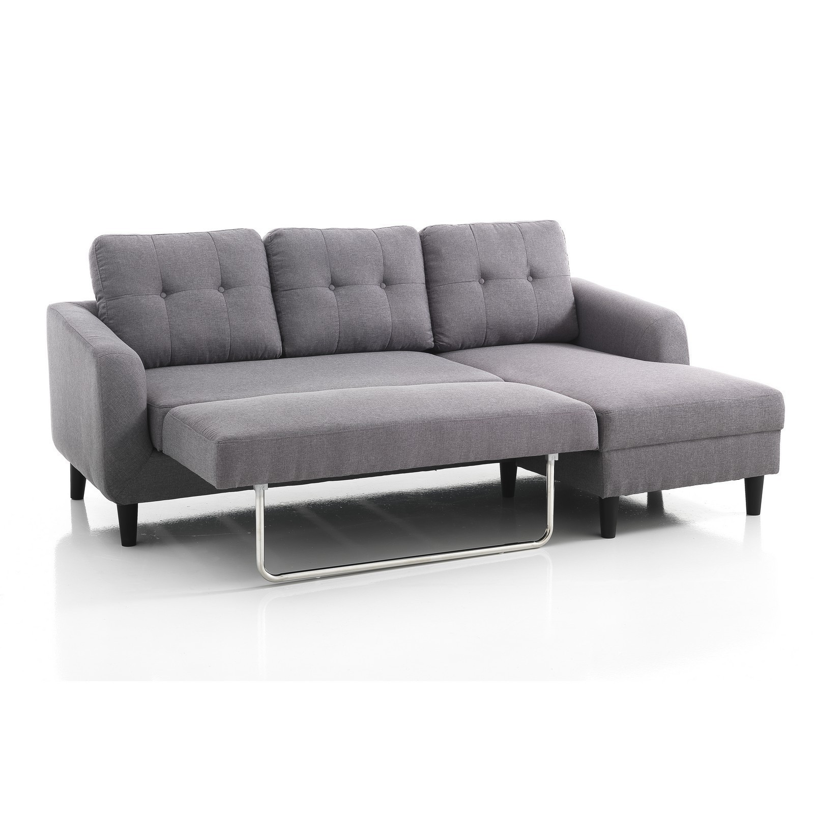 Divano letto ELEONORA tessuto Grigio, L225 P80/140 H85 cm