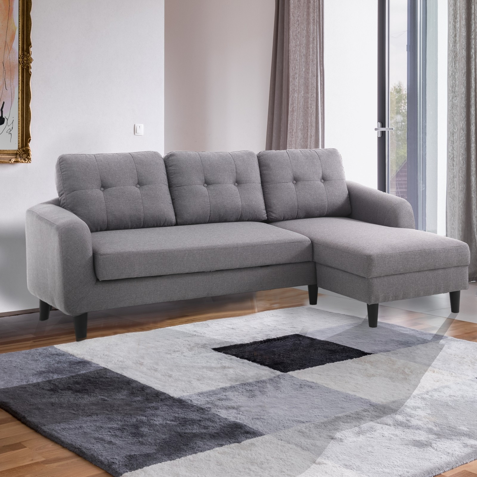 Divano letto ELEONORA tessuto Grigio, L225 P80/140 H85 cm