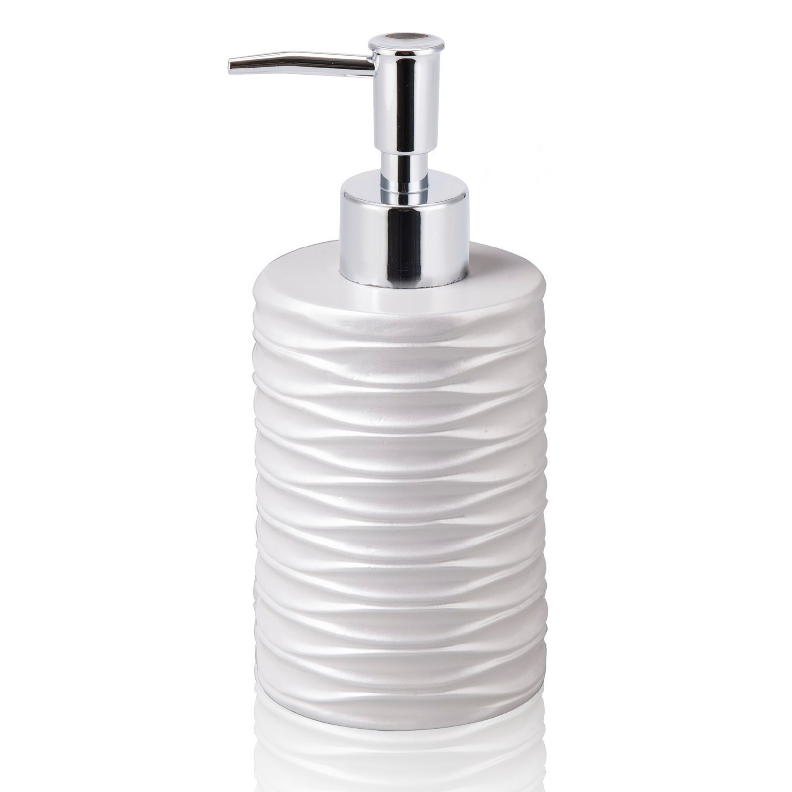 Dispenser portasapone RIBBED poliresina Bianca opaca cm D7