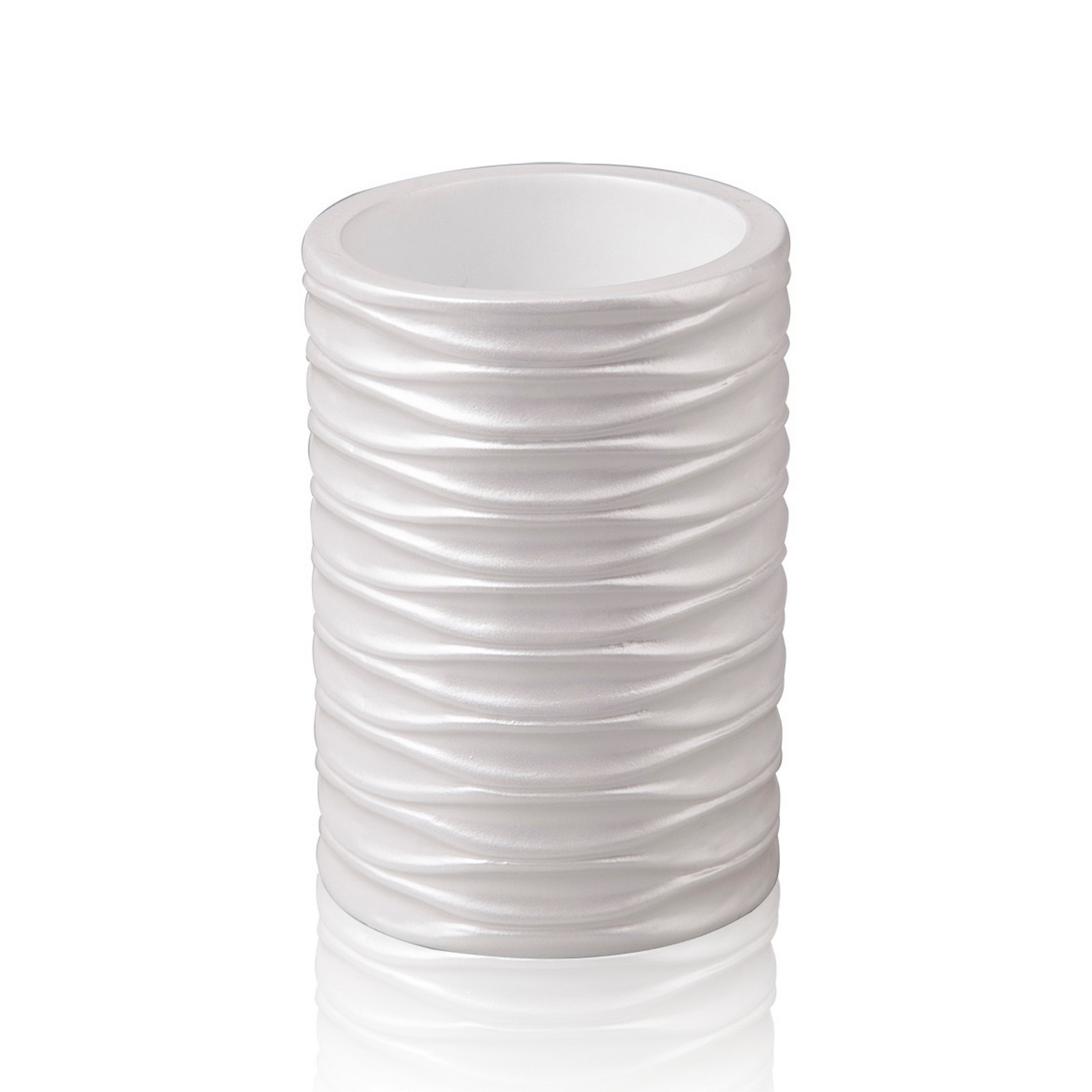 Bicchiere portaspazzolini RIBBED poliresina Bianca opaca cm D7