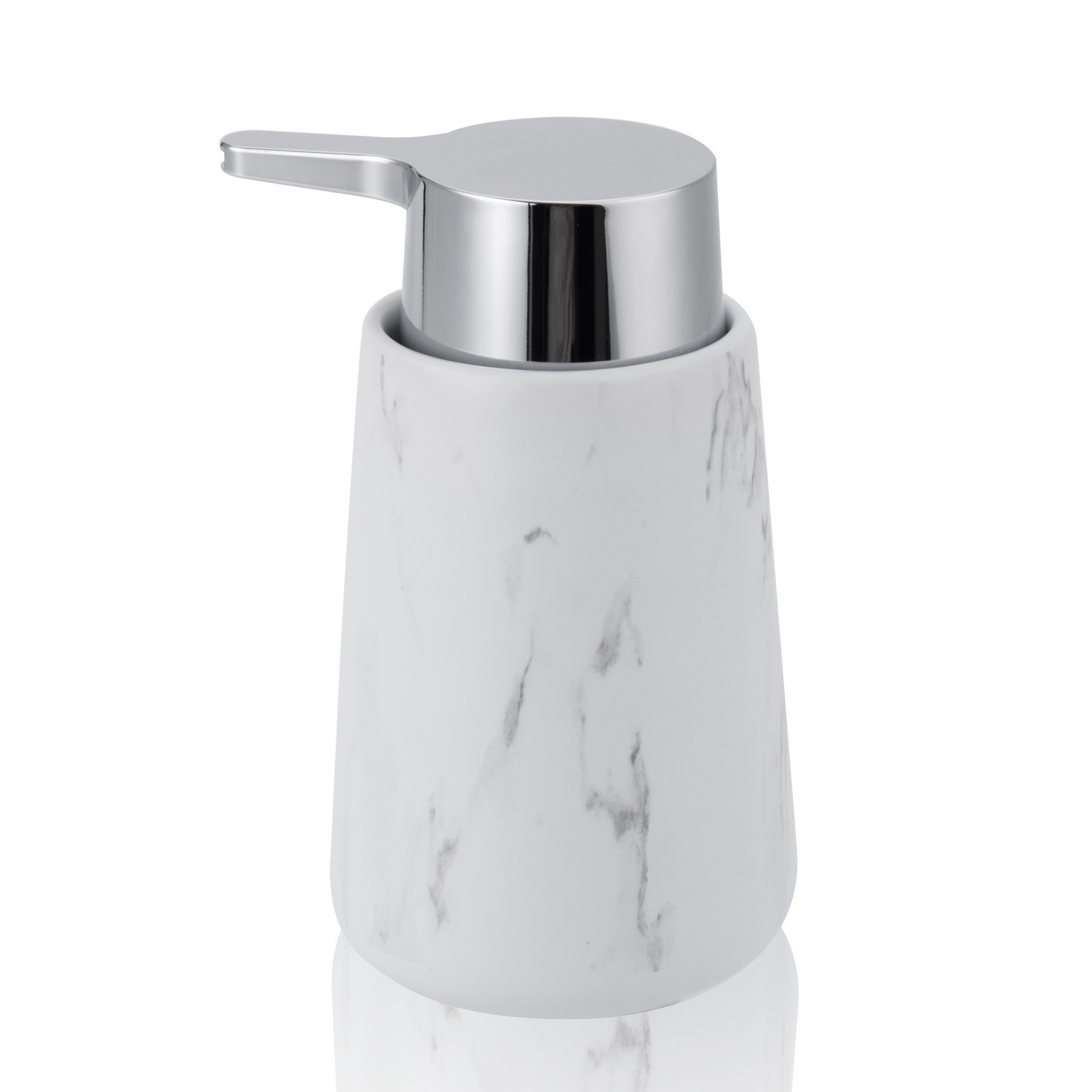 Dispenser portasapone SLEEK ceramica effetto Marmo Bianco opaco cm D8