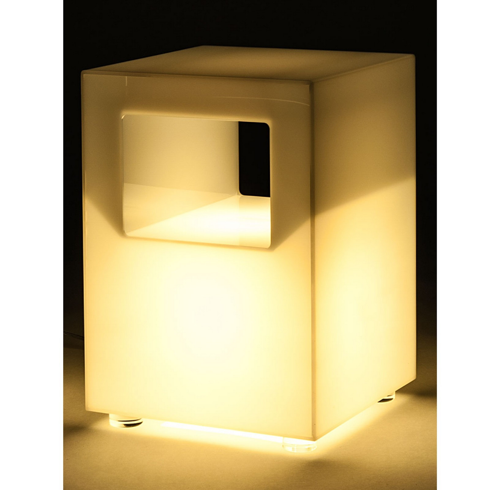 Tavolino luminoso STAR metacrilato Bianco opaco, H42 P30 L30 cm