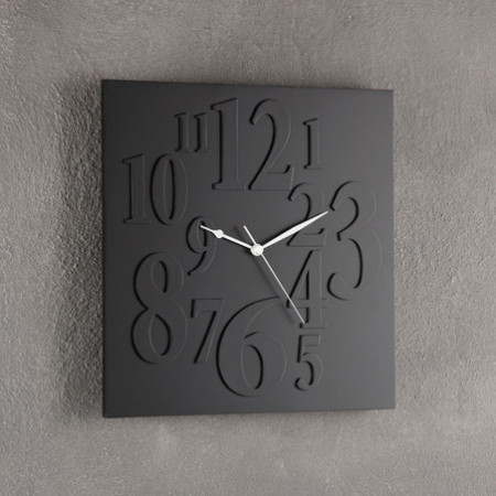 Orologio da muro TILE NERO laccato Nero opaco, H33 L33 P2 cm