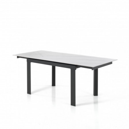Tavolo allungabile KARLO MARMO BIANCO basamento Grigio opaco piano ceramica finitura Marmo Bianco opaco cm H75 P80 L120/150/180