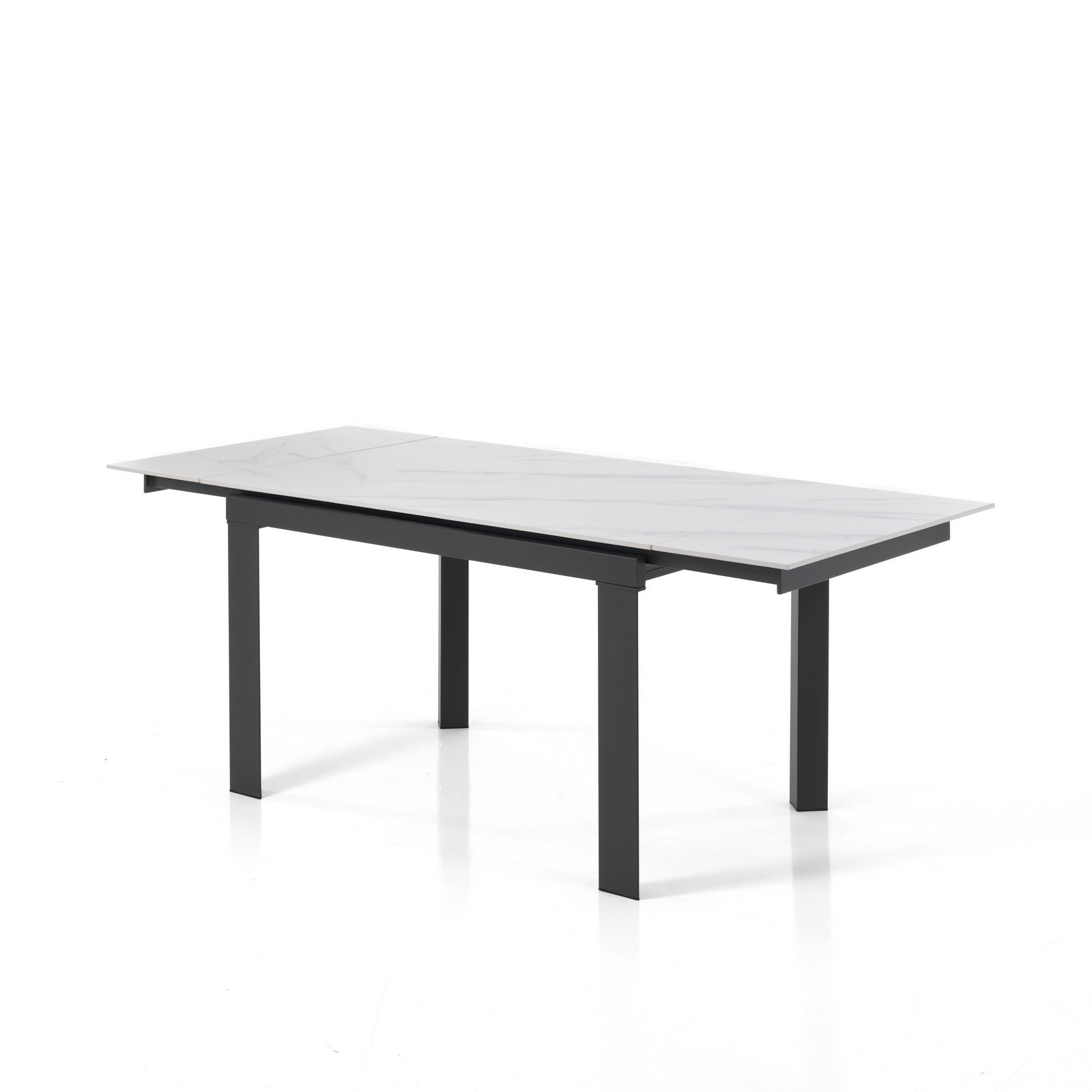 Tavolo allungabile KARLO MARMO BIANCO basamento Grigio opaco piano ceramica finitura Marmo Bianco opaco cm H75 P80 L120/150/180