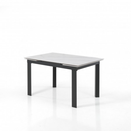 Tavolo allungabile in Ceramica KARLO MARMO BIANCO finitura Top Marmo Bianco opaco e base in Acciaio, 120-150-180 x 80 cm