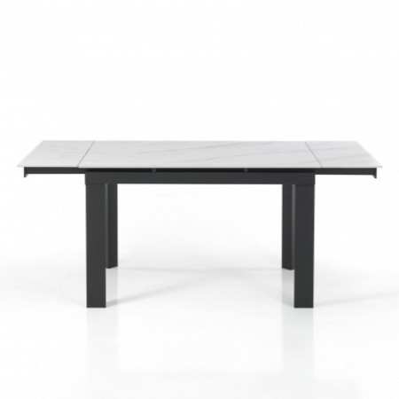 Tavolo allungabile in Ceramica KARLO MARMO BIANCO finitura Top Marmo Bianco opaco e base in Acciaio, 120-150-180 x 80 cm