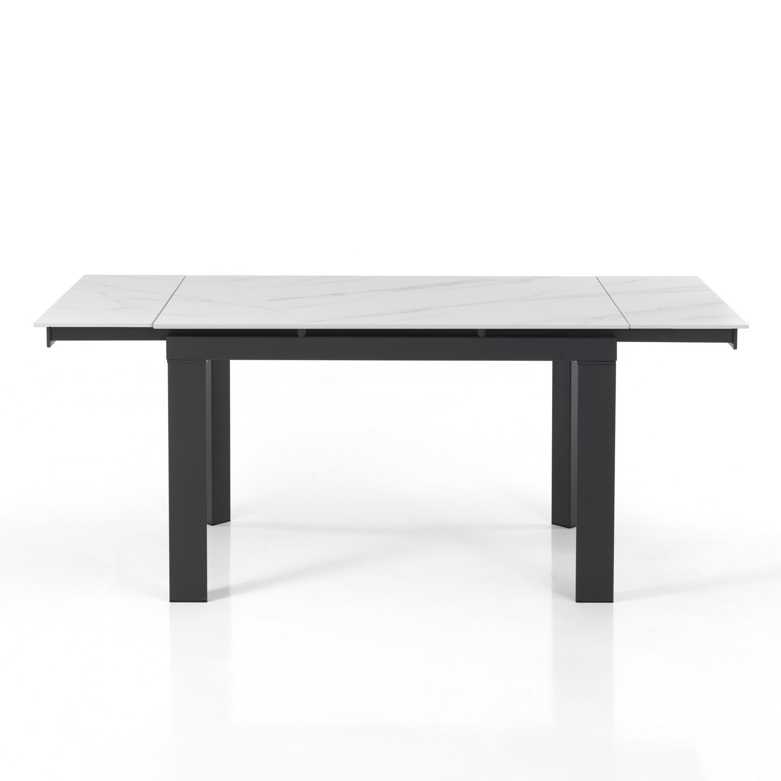 Tavolo allungabile in Ceramica KARLO MARMO BIANCO finitura Top Marmo Bianco opaco e base in Acciaio, 120-150-180 x 80 cm