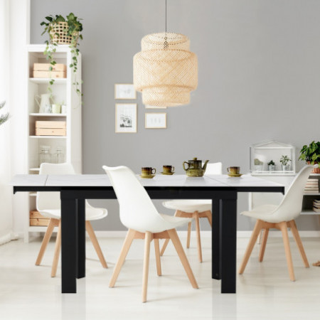Tavolo allungabile in Ceramica finitura Marmo Bianco opaco e Acciaio KARLO MARMO BIANCO, 120-150-180 x 80 cm