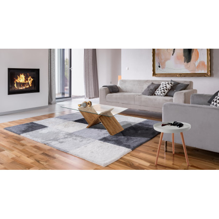 Tavolino HOLLAND in MDF lacccato Bianco opaco e Legno massello tinto Rovere, d49 h51 cm