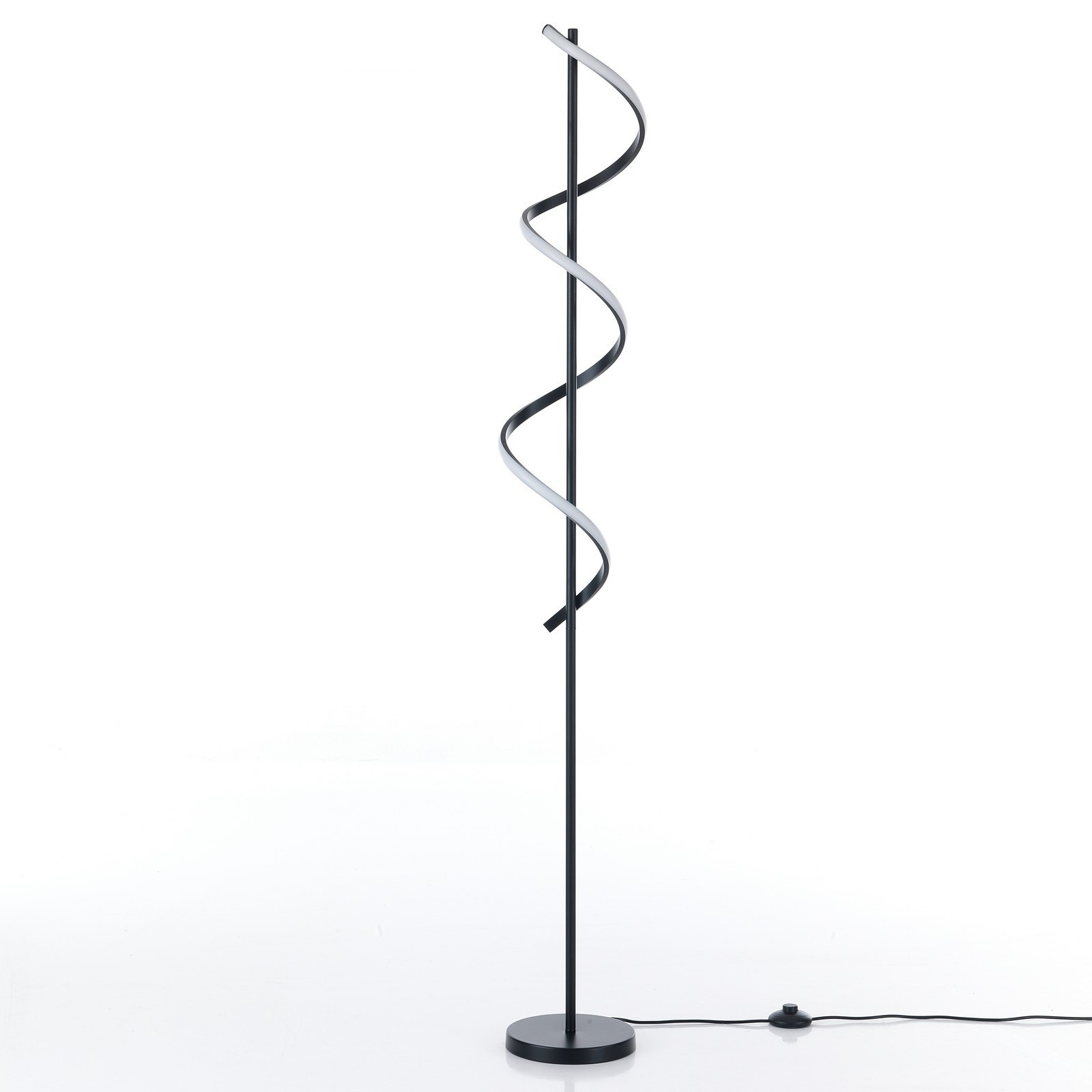 Lampada da terra a led HELIX in allumino Nero opaco policarbonato Bianco opaco cm H157 D20 lumen 2898