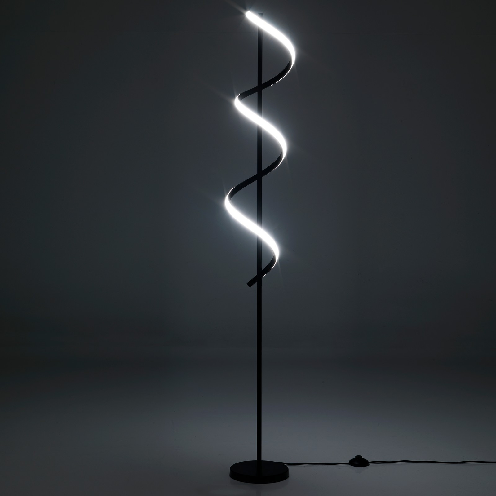 Lampada da terra a led HELIX in allumino Nero opaco policarbonato Bianco opaco cm H157 D20 lumen 2898