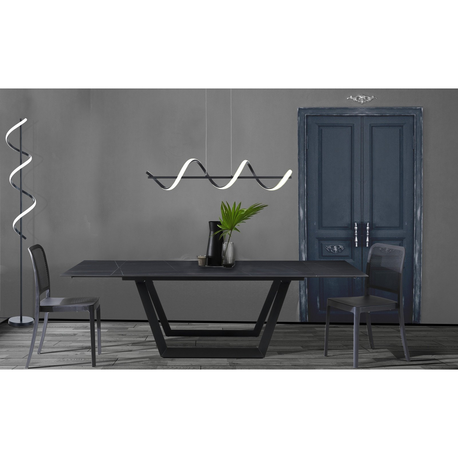 Lampada da terra a led HELIX in allumino Nero opaco policarbonato Bianco opaco cm H157 D20 lumen 2898