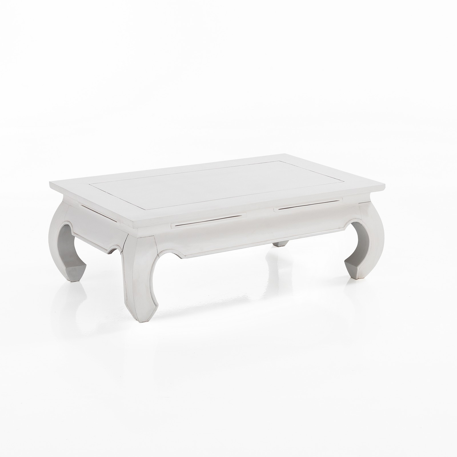 Tavolino OPIUM WHITE in legno massello di Mindi laccato Bianco opaco cm 100 60 H35