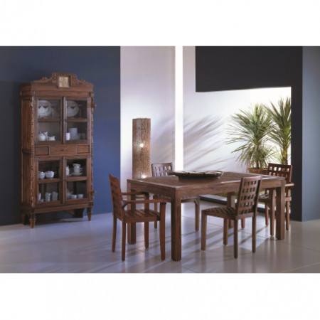 Tavolo GUJARAT in legno massello di Mindi finitura Noce scuro cm 180 x 90 H78