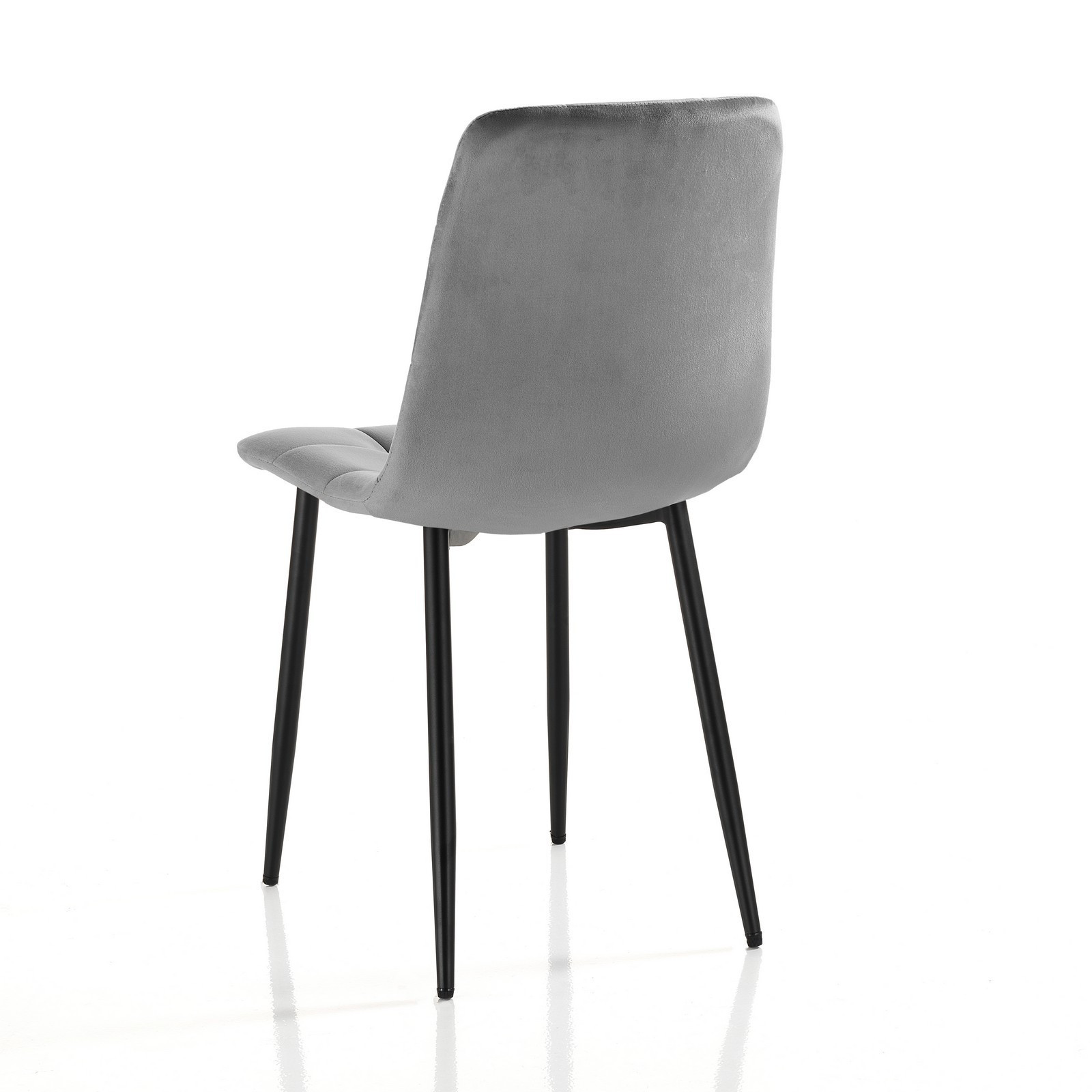 Sedia LUCREZIA GRIGIO tessuto effetto velluto di microfibra di colore Grigio cm H85 L42 P53