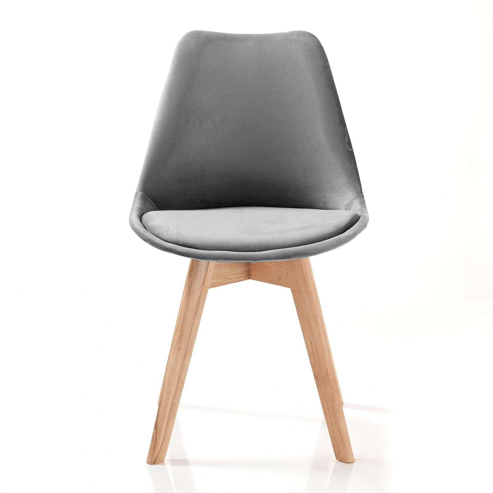 Sedia DIAMOND VELLUTO GRIGIO tessuto colore Grigio gambe in legno massello finitura Rovere cm H83 L48 P56