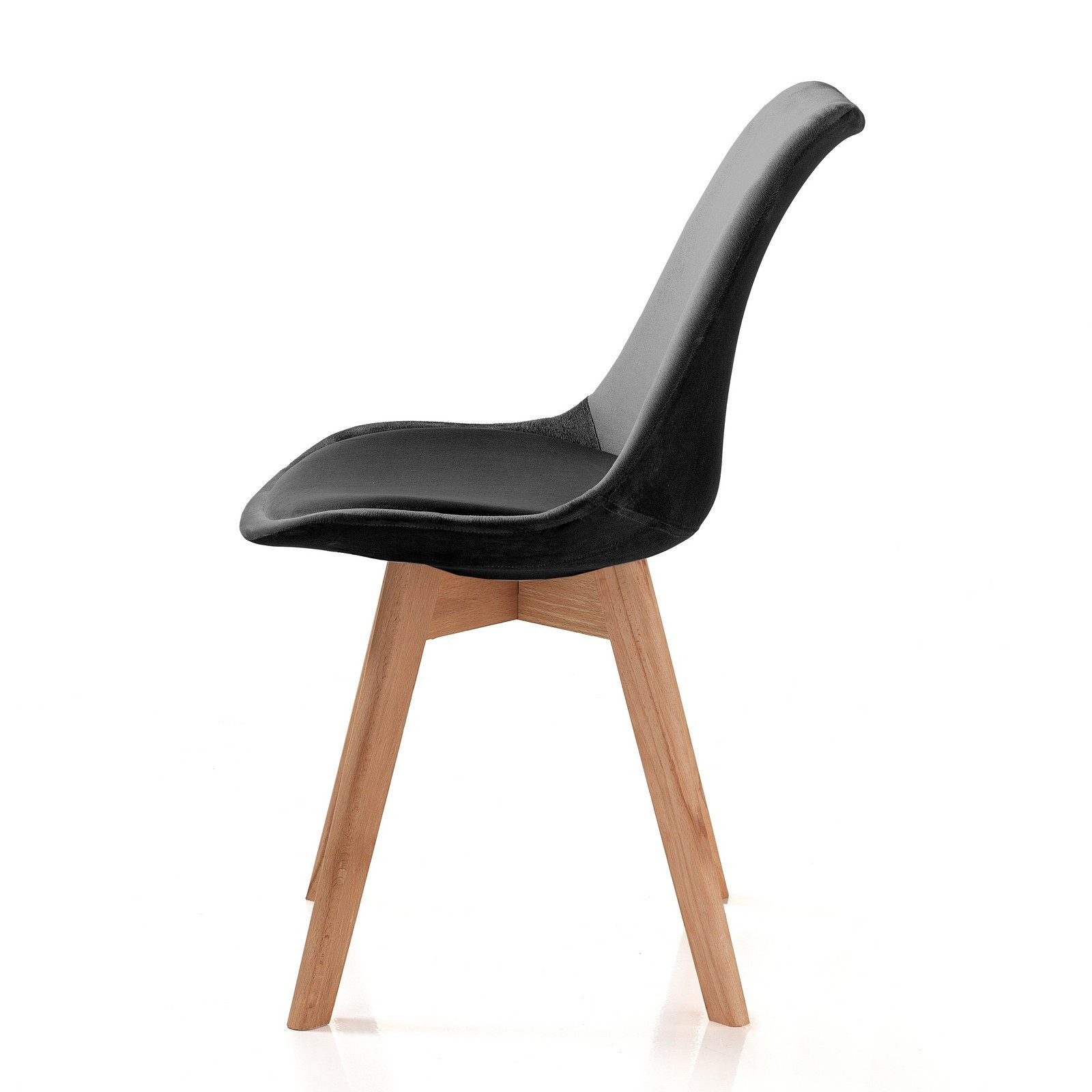 Sedia DIAMOND VELLUTO NERO tessuto colore Nero gambe in legno massello finitura Rovere cm H83 L48 P56