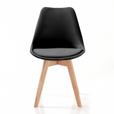 Sedia DIAMOND VELLUTO NERO tessuto colore Nero gambe in legno massello finitura Rovere cm H83 L48 P56
