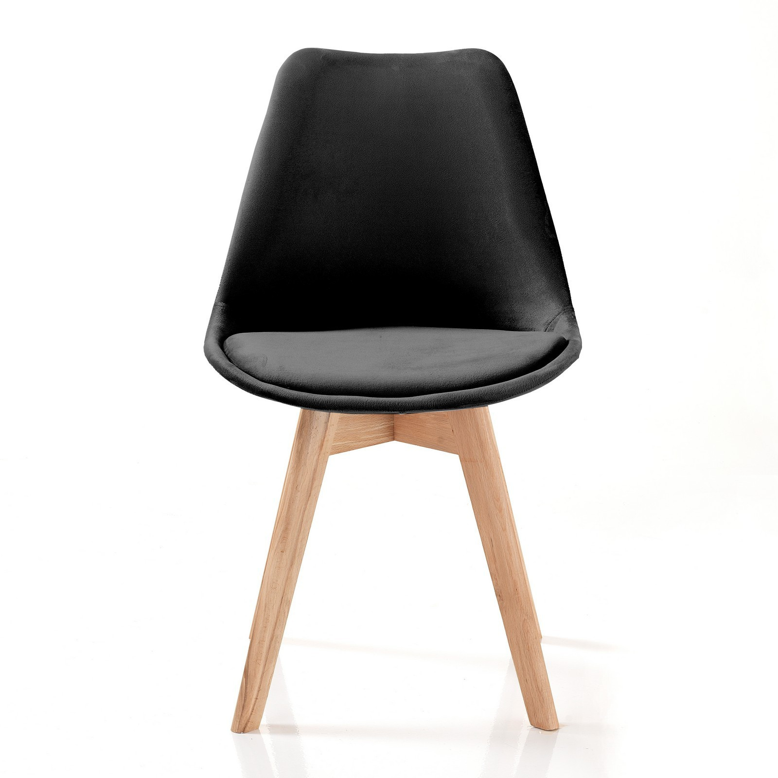 Sedia DIAMOND VELLUTO NERO tessuto colore Nero gambe in legno massello finitura Rovere cm H83 L48 P56