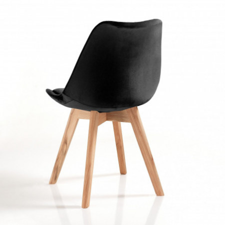 Sedia DIAMOND VELLUTO NERO tessuto colore Nero gambe in legno massello finitura Rovere cm H83 L48 P56