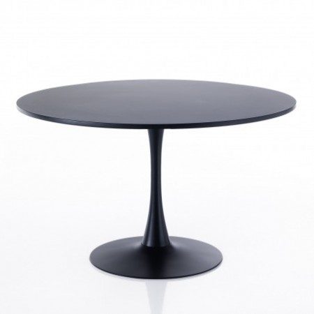 Tavolo rotondo ADDISON 120 BLACK acciaio verniciato Nero opaco piano MDF verniciato Nero opaco H74 D120