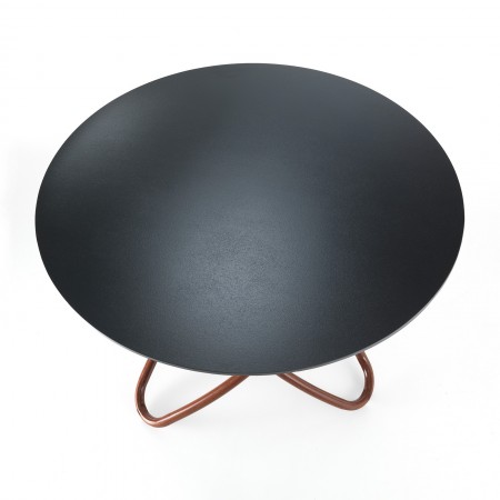 Tavolo DANIEL LEGNO - ARDESIA metallo verniciato effetto legno finitura Noce piano ceramica finitura Ardesia opaca cm H76 D110