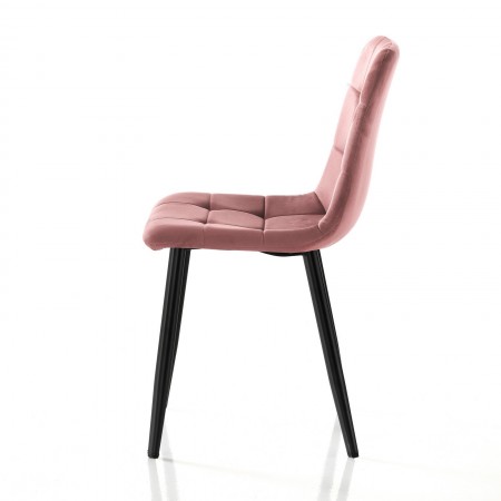 Sedia LUCREZIA ROSA tessuto effetto velluto di microfibra di colore Rosa cipria cm H85 L42 P53