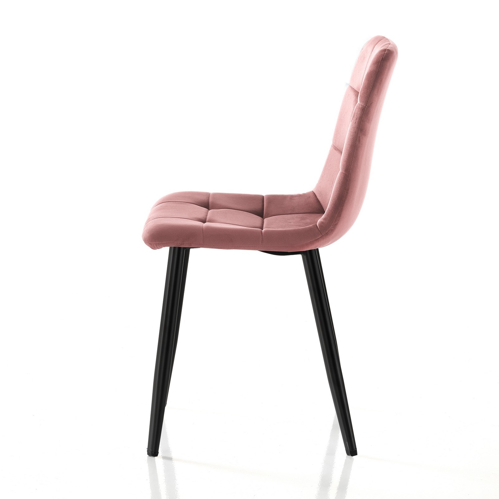 Sedia LUCREZIA ROSA tessuto effetto velluto di microfibra di colore Rosa cipria cm H85 L42 P53