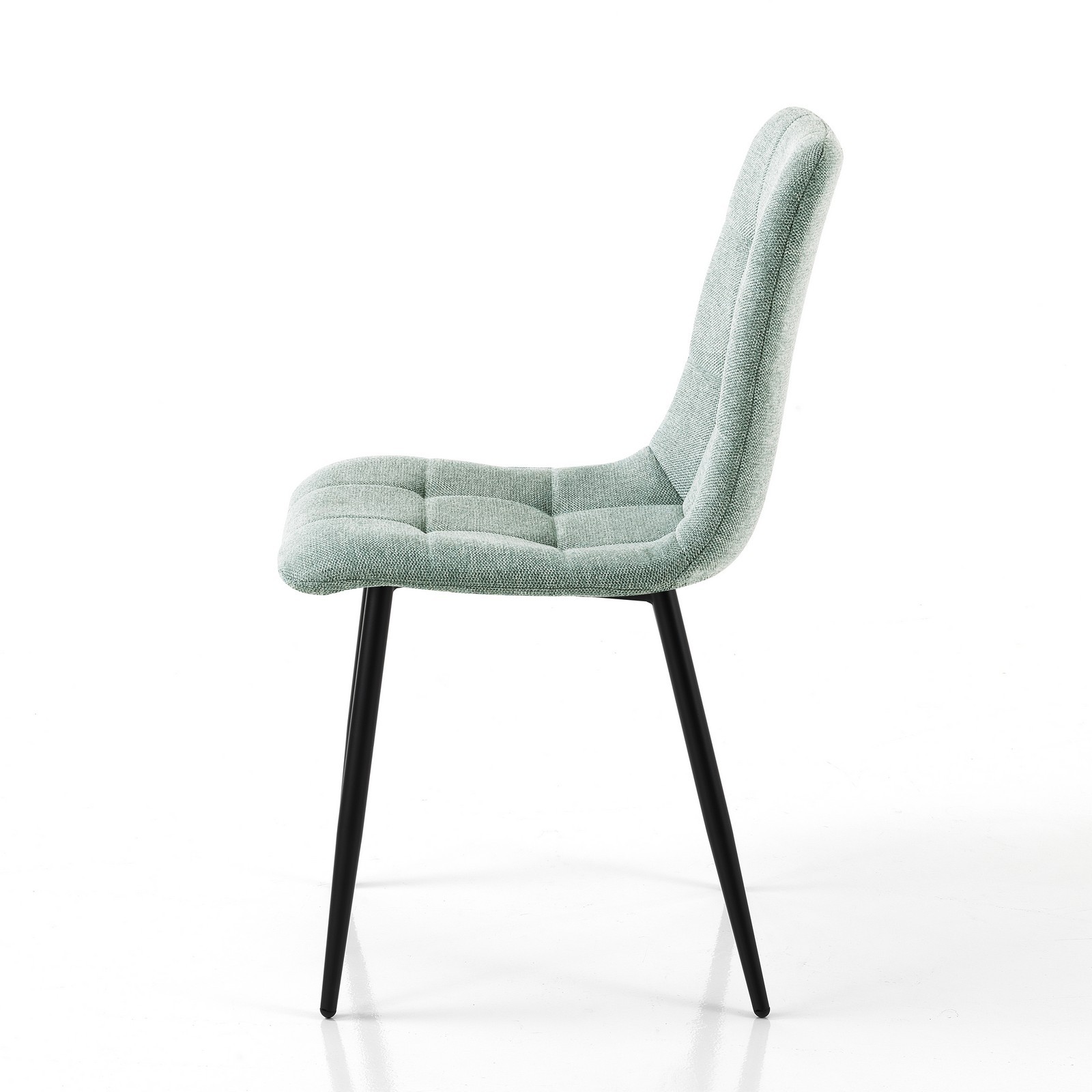 Sedia LUCREZIA VERDE MENTA tessuto Verde Menta struttura metallo Nero opaco H85 L42 P53