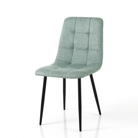 Sedia LUCREZIA VERDE MENTA tessuto Verde Menta struttura metallo Nero opaco H85 L42 P53