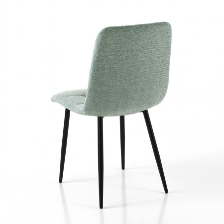 Sedia LUCREZIA VERDE MENTA tessuto Verde Menta struttura metallo Nero opaco H85 L42 P53